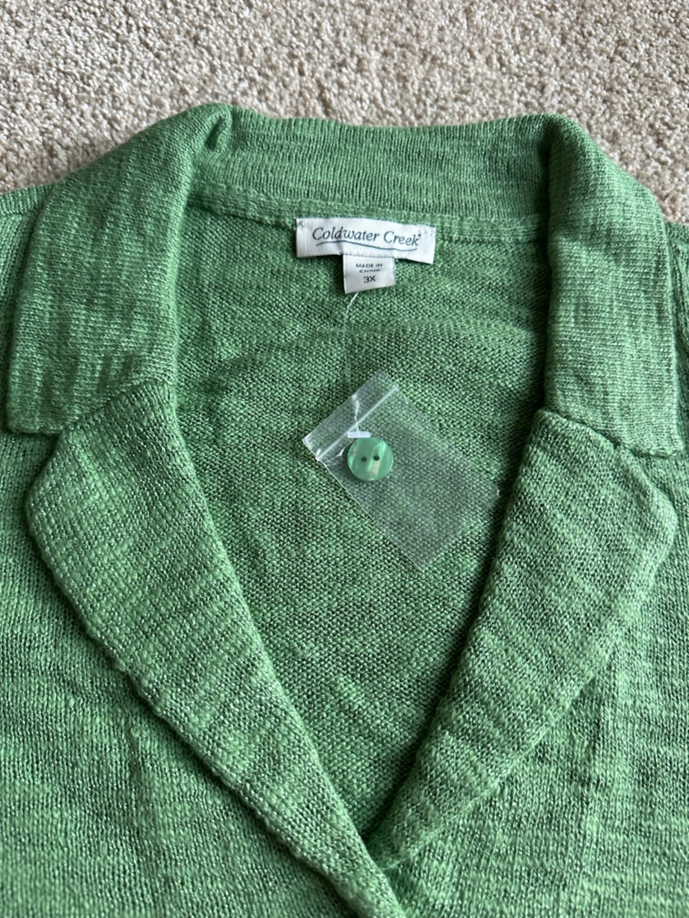 Coldwater Creek Green Knit Button-Front Sweater - Picture 3 of 4